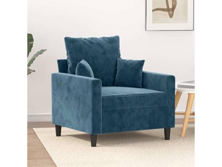 HEFZGDB Blauer Samt Sessel 60 cm Breite mit Metallgestell und Polsterung für Wohnzimmer Komfort Stuhl
