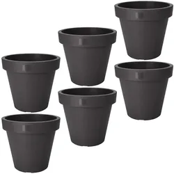 ProGarden, Blumentopf, Blumentopf rund, Pflanztopf aus 100% recyclebarem Kunststoff, Ø 25 cm, 6er-Set (25 x 22 cm)