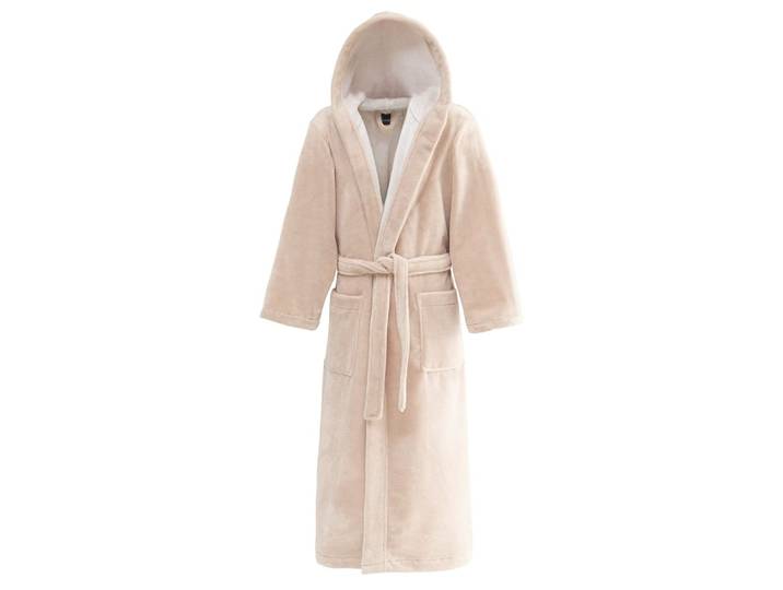 Peignoir mixte à capuche bicolore sable m