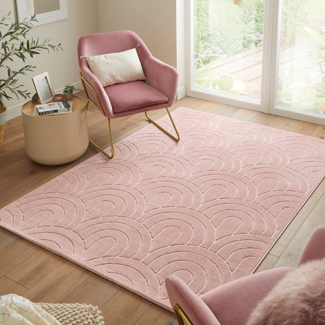 Concept Looms Geometric Pile Low-Effect patterned Machine Woven Dusty Pink Area Rug Dusty Pink Rectangle 240 x 330cm