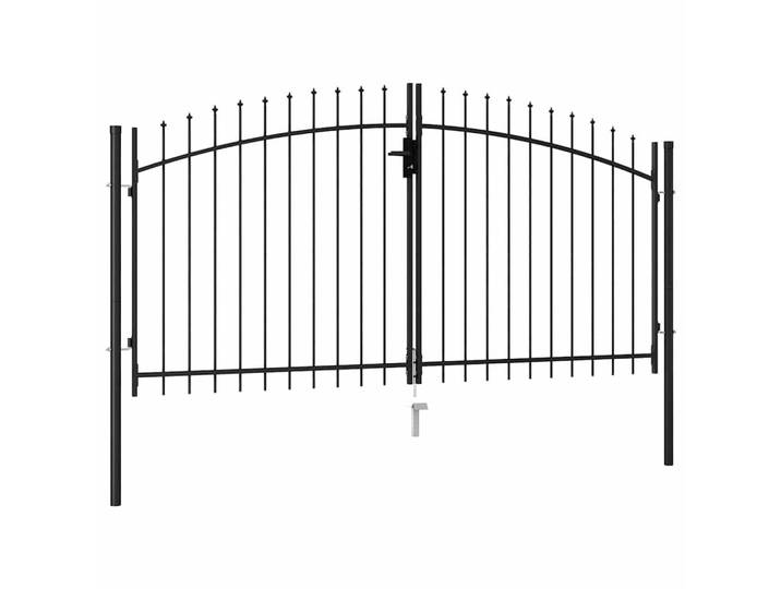 vidaXL Zauntor Doppeltür Mit Dornenaufsatz 299,5/199,5 Cm, Schwarz, Metall, 4x199.5 cm, Gartenzubehör