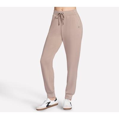 Jogginghose SKECHERS "SKECHLUXE ELEVATE JOGGER", Damen, Gr. S, N-Gr, beige (grau), Obermaterial: 48% Viskose, 45% Polyester, 7% Elasthan, Hosen Jogginghose, aus SKECHWEAVE ELEVATE™-Stoff, konisch zulaufendes Bein