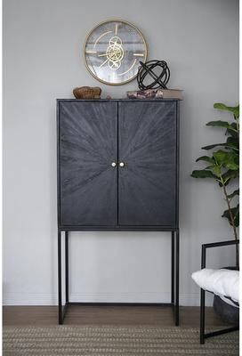 PRO_SELLERS 2-Door Accent Storage Cabinet MDF with Iron Base Minimalist Black