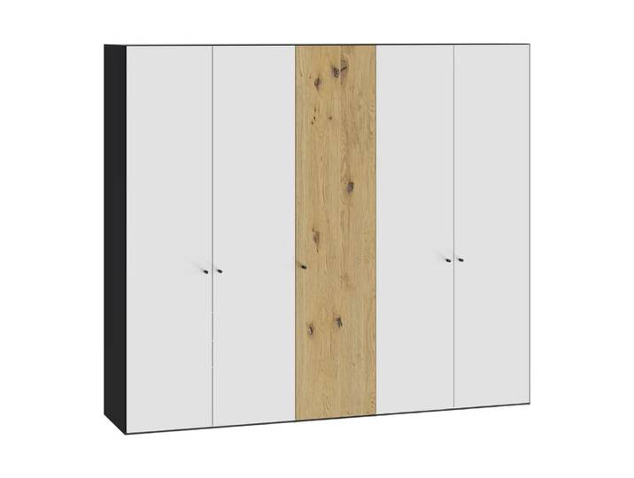 Drehtürenschrank Atlantis, Byyu, glas bianco matt/wildeiche bianco