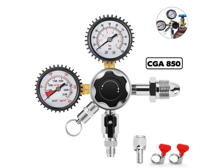 Régulateur d'azote CGA-580, régulateur professionnel à double manomètre pour la fabrication de café froid, Guinness, Stout, système de distribution d'azote