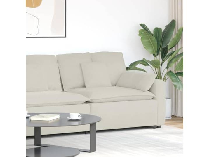 LPERTGFHU Modulares Sofa Endmodul, Samt Sessel, 100 cm Sitzbreite, Creme Samtpolsterung, Metallgestell, Holz Armlehne, Flexibel montierbar
