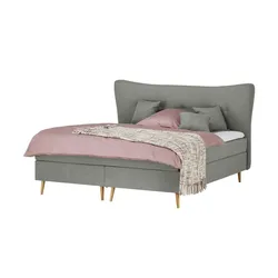 Boxspringbett   ¦ grau ¦ Maße (cm): B: 217 H: 122