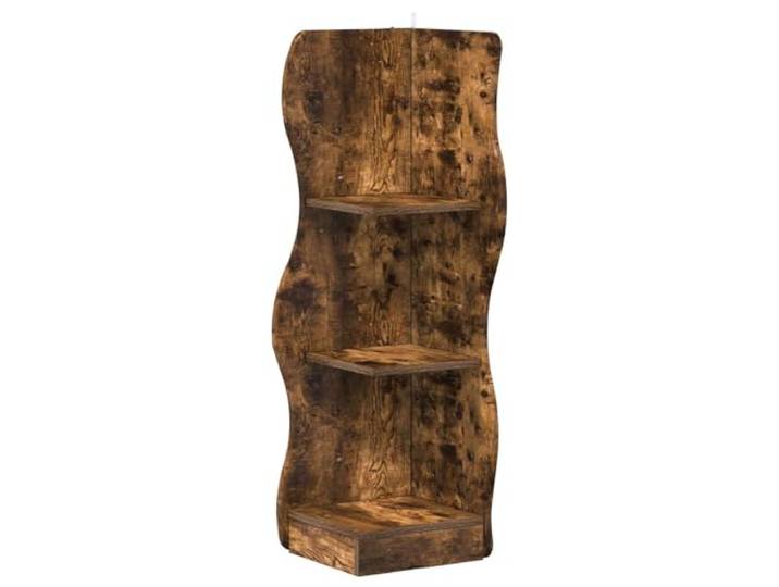 QINXIXINAIXI Eckregal Räuchereiche 34 x 33 x 102 cm Holzwerkstoff Wellenmuster, moderne Optik, Ecken nutzen, Deko und Bücher, Holzwerkstoff, feuchtigkeitsresistent