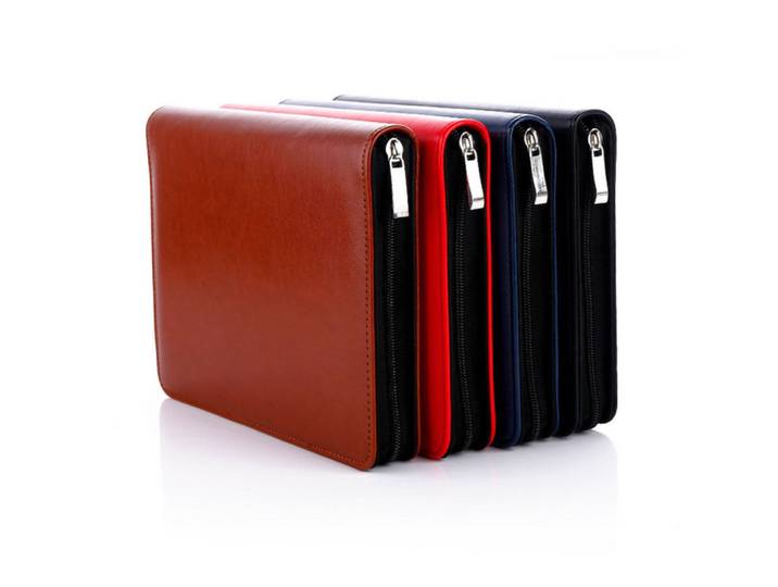 Agenda quotidien A5 2018, carnet de notes, agenda, fermeture éclair, porte-cartes en cuir, porte-stylo, bloc-notes, grande capacité