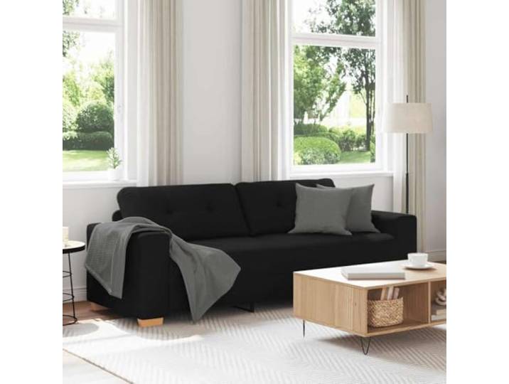 ZQQLVOO 3-Sitzer Sofa Schwarz 220x78x80 cm Polyester Stabiler Holzrahmen, Dicke Schaumstoffpolsterung, Vielseitig für Wohnzimmer, Schlafzimmer