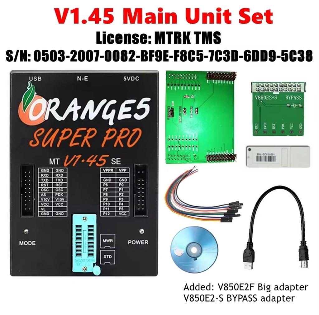 Orange 5 - ECU-Programmiergerät - Super V1.45 Komplettset - Vollständige Lizenzfunktion - Auto-Schlüsselprogrammierer - Für Windows 7/XP (nicht 10/11) - Mit Adaptern