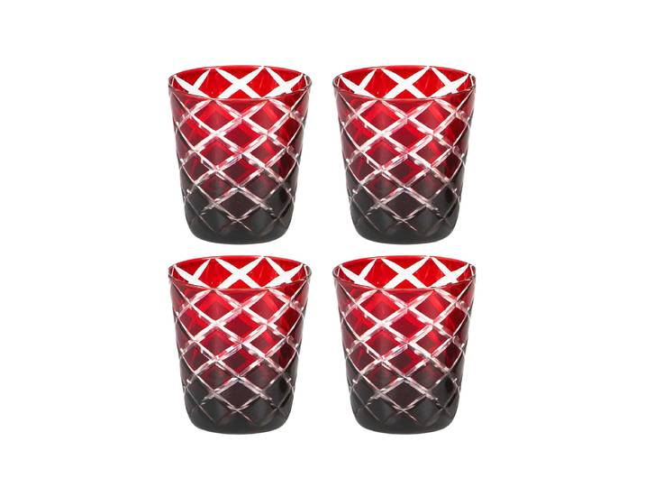 Premium Kristallgläser „Dio“ im 4er-Set aus handgeschliffenem Glas Rubinrot EDZARD