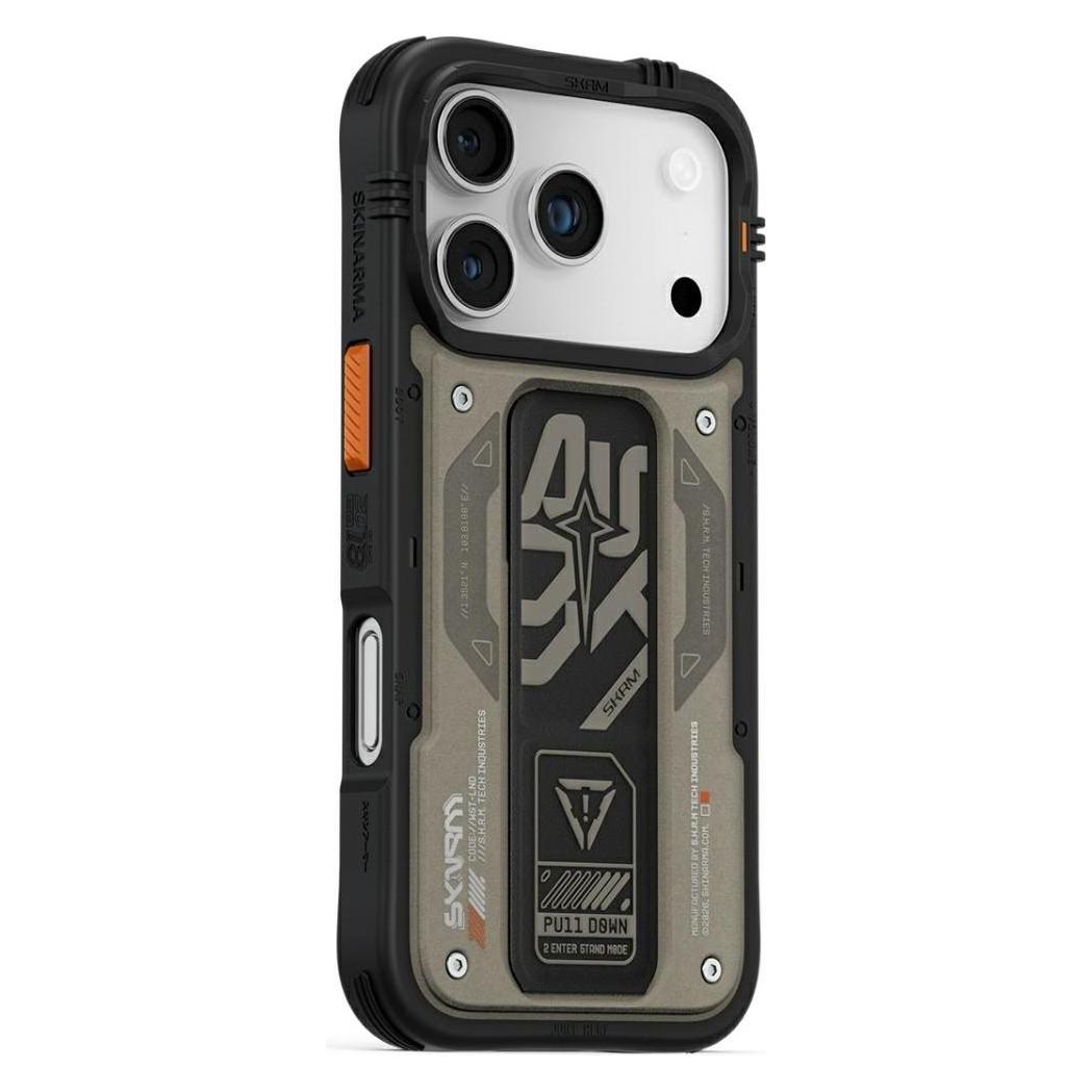 Skinarma Etui Aegis do iPhone 17 Pro Magnetic Charging + Grip Stand szary (Apple iPhone 17 Pro) (SK-2025IPP6.3-AEGIS-GRY)