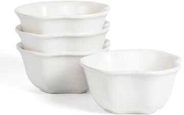 LEMIEUX ET CIE Amorphous 4-Piece Stoneware Cereal Bowl Set, White