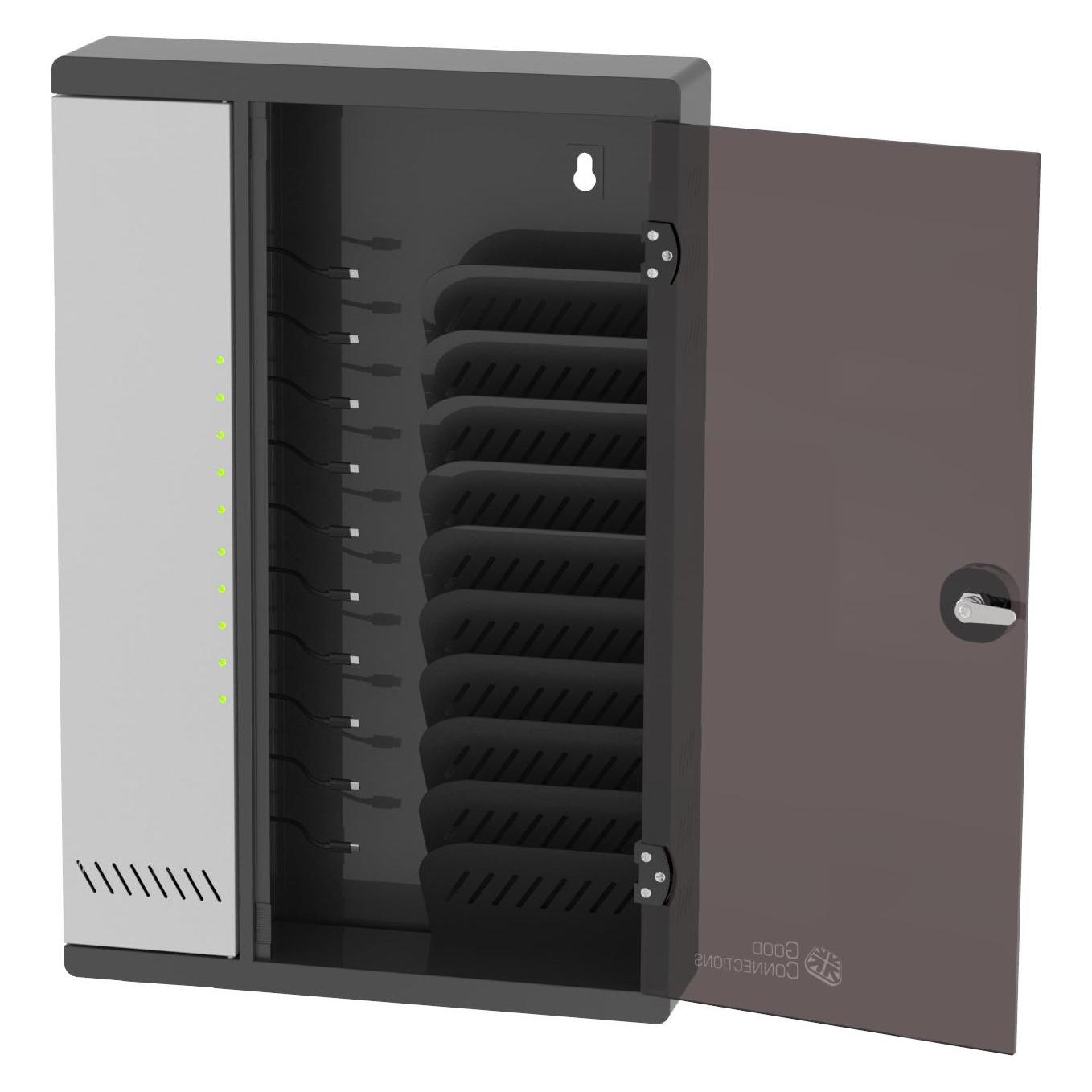 Good Connections ARIES PRO T10C Wandladeschrank bis 11", USB-C?, 30W Port, PD3.0, schwarz/grau (30 W, 10 Ports) (PCT12-C10S)