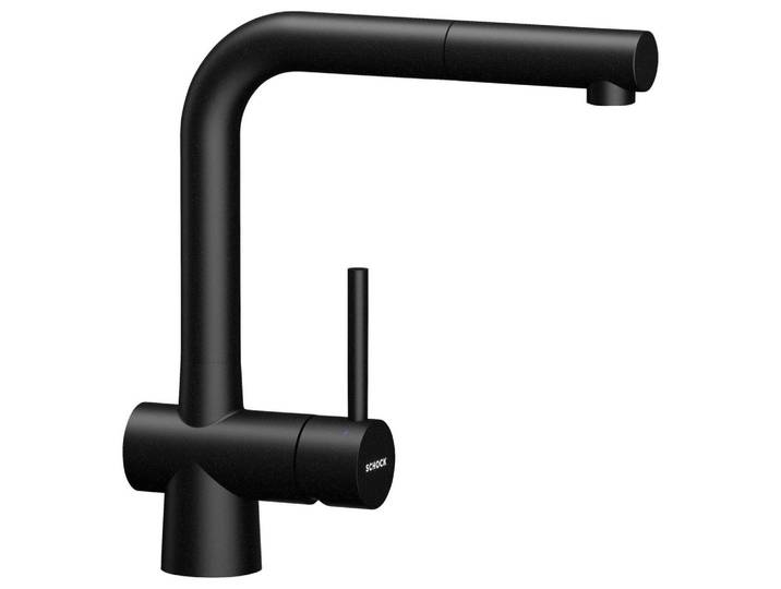 Schock Küchenarmatur Laios, Schwarz, Metall, Stein, 5.1x28.5x21.6 cm, flexible Anschlussschläuche, herausziehbarer Auslauf, schwenkbarer Auslauf 360°, Küchen, Küchenausstattung, Küchenarmaturen