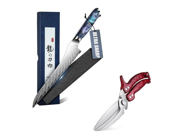 LuxusKollektion Geflügelschere Geflügelschere/Brotmesser Set Rot Abnehmbar