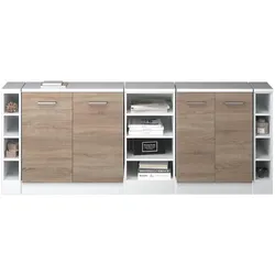 Vicco, Regal, Dachschrägenschrank-Set Rion, Sonoma/Weiss, 210 cm 5er Set Schrankkorpuss 60 cm Tiefe (210 x 60 x 83.80 cm)