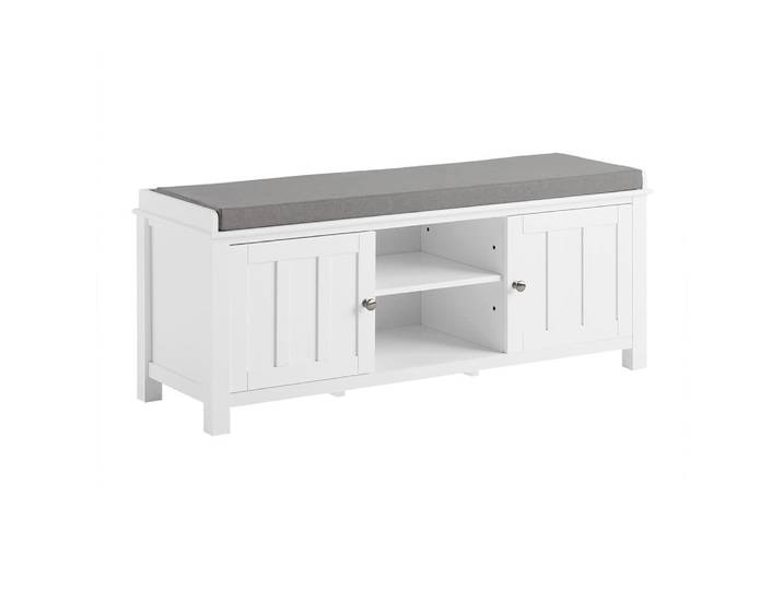 Banc à chaussures 2 portes effet bois blanc