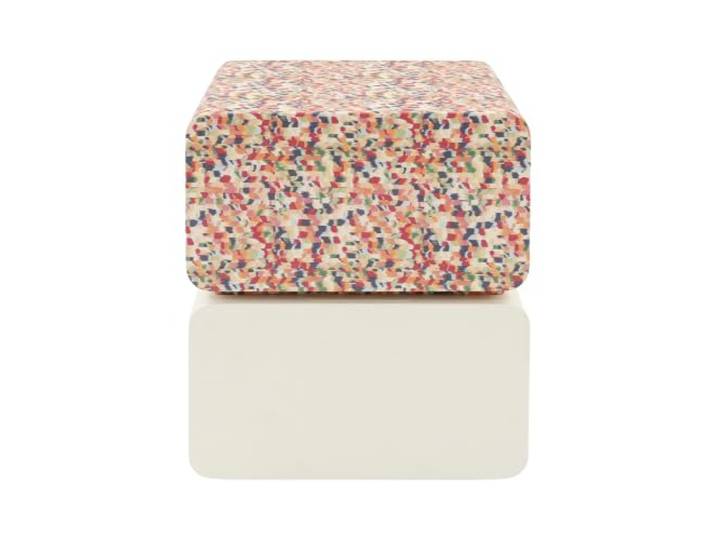 Quarteen Nachttisch, Schmaler Nachttisch, Beistelltisch 40x40x50cm, aus Massivholz & Kunstleder, 2 Schubladen, Montagefrei, Beige Weiß