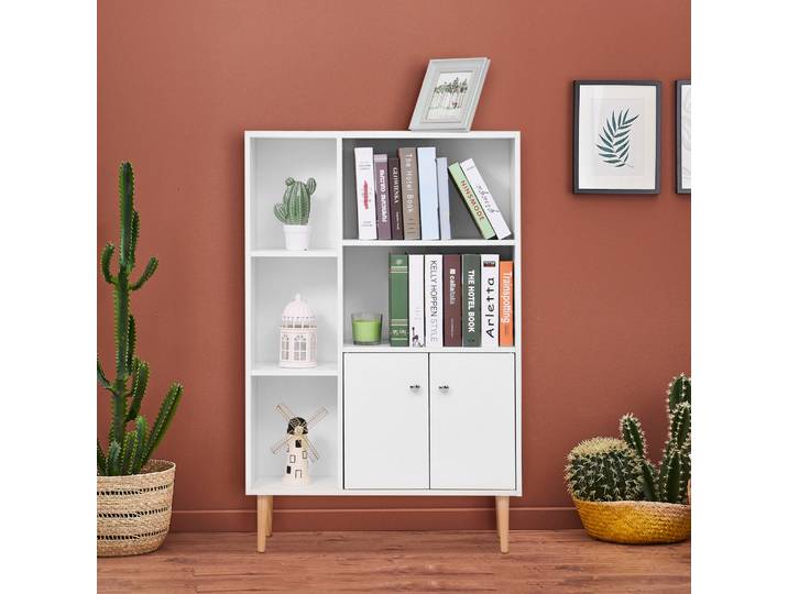 HOMCOM Bibliothèque 80x23,5x123cm Bois Blanc Scandinave