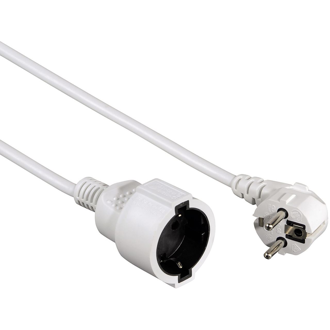 3.00m Hama Stromkabel Verlängerungskabel Schutzkontakt Stecker auf Schutzkontakt Stecker Weiß Kindersicherung