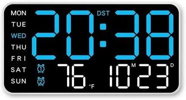 Uplifted Goods Extra Large LED Wall Clock With Temperature Timer And Date Display white A