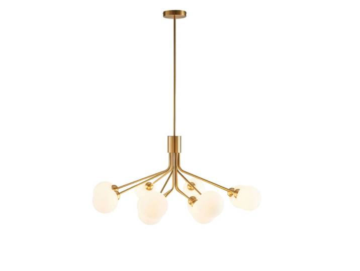 Suspension en verre laiton et blanc 82 cm