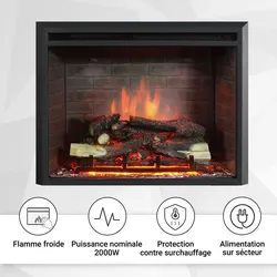 BALDERIA Elektrokamin Calida 30 - Einbau mit Heizung 2000 W, 3D-Flamme