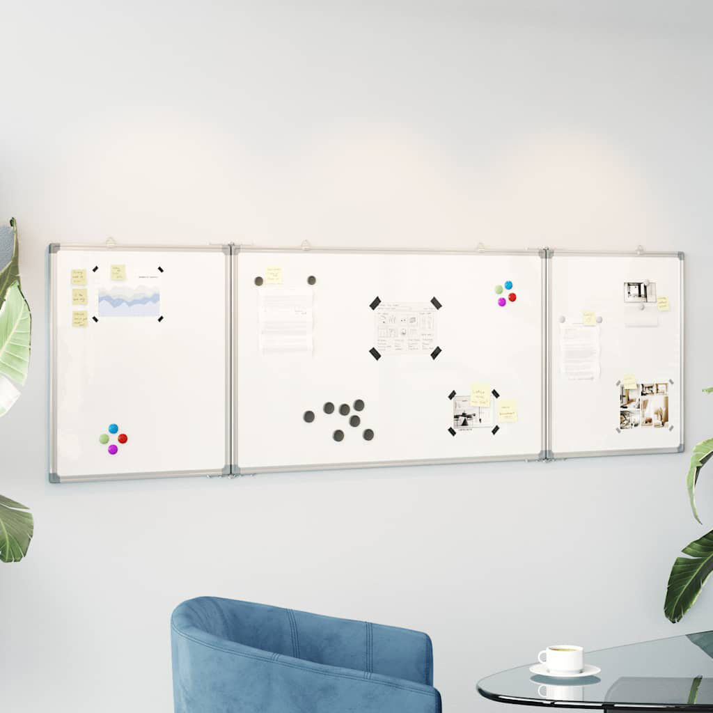 Metro Magnetic Whiteboard Foldable 1.7 Cm Aluminium White 160 cm x 40cm x 1.7cm