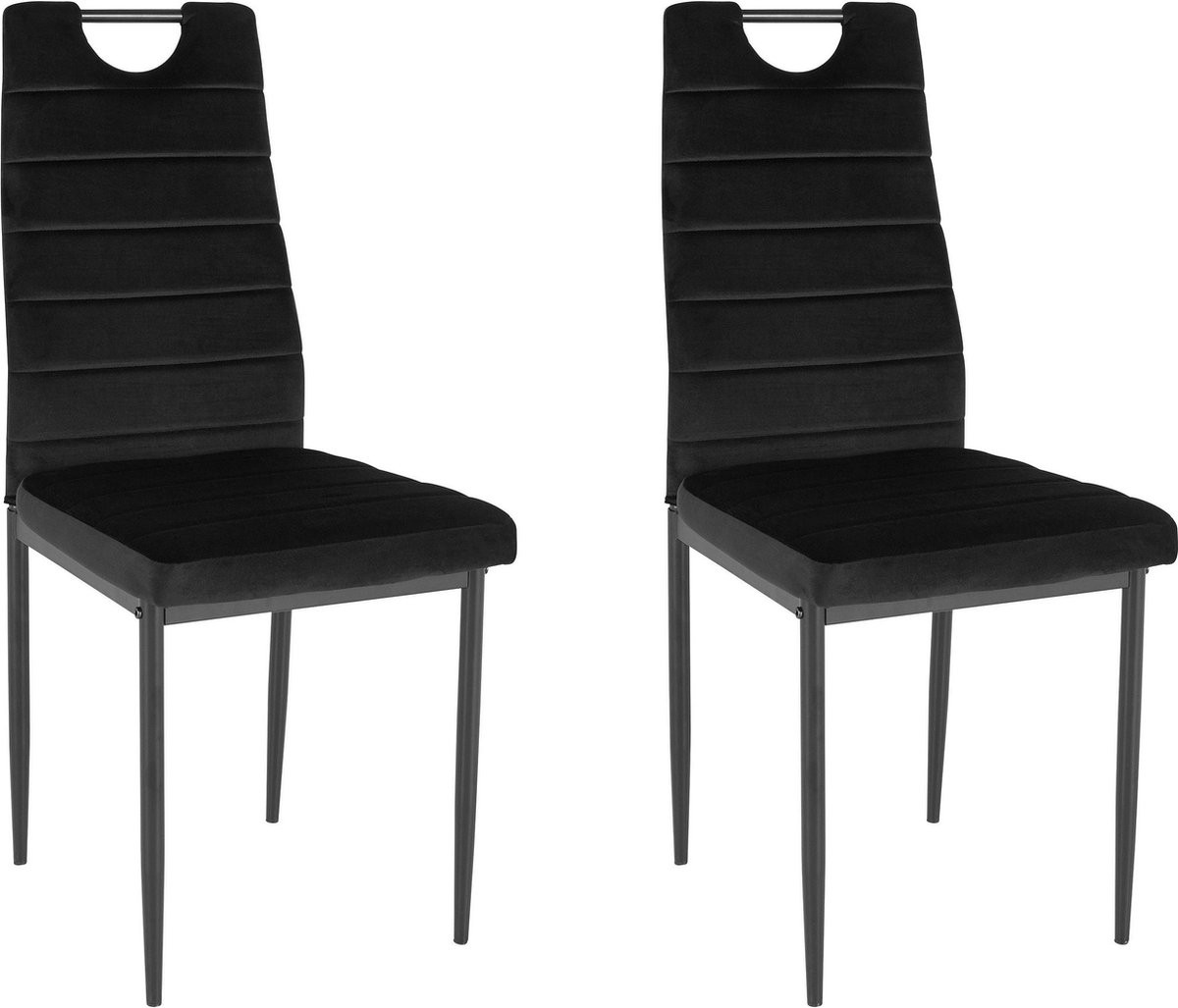 Notio Living Mandy Eetkamerstoel - Zwart Fluweel - Set van 2