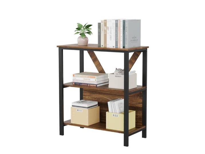 Bibliothèque vintage 3 niveaux LED RVB bois métal durable salon chambre bureau couleur nostalgique