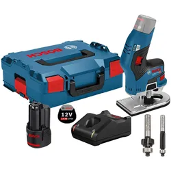 Bosch Hausgeräte, Fräse, Akku-Kantenfräse GKF 12V-8 12 V / 1x 2,0 Ah Akku + Ladegerät inkl. 2x Fräser in L (Kantenfräse)