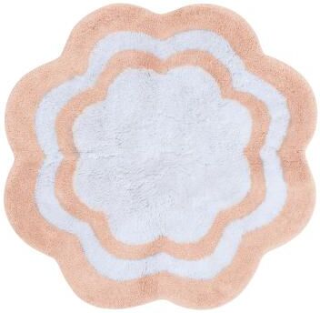"Sherry Kline 32"" Scalloped Edge Round Bathmat Two Tone Color"