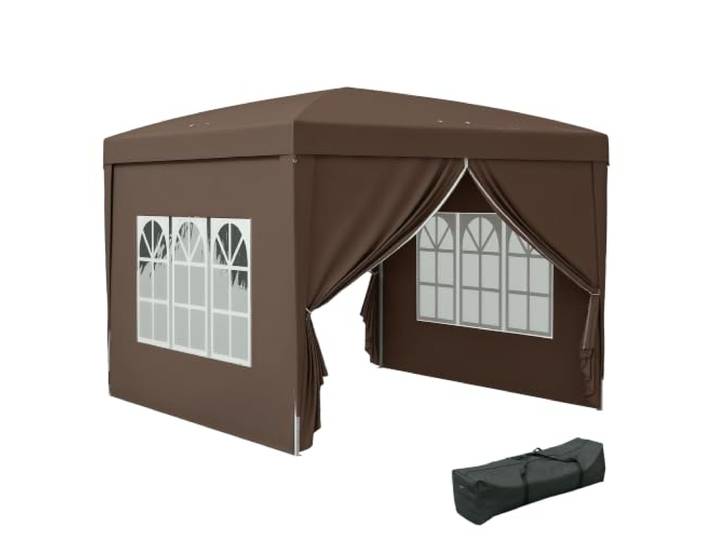 Outsunny Paviljoen 3x3m waterafstotend stabiel wintervast pop-up bruin