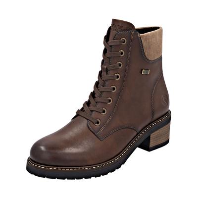 Schnürstiefelette REMONTE "Remonte Stiefelette Leder/Synthetik", Damen, Gr. 39, chestnut, Leder, Synthetik, Schuhe Schnürstiefelette