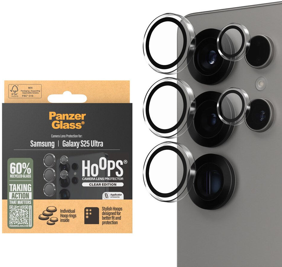 Samsung Galaxy S25 Ultra PanzerGlass Hoops - Beskyttelse til Kamera - Gennemsigtig