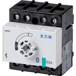 Eaton 1314003 Lasttrennschalter, DCM, 63 A, 3P + N (nicht schaltbar), STOPP-Funktion optional, ohne Drehgriff und Antriebsachse, Vertikalanschluss