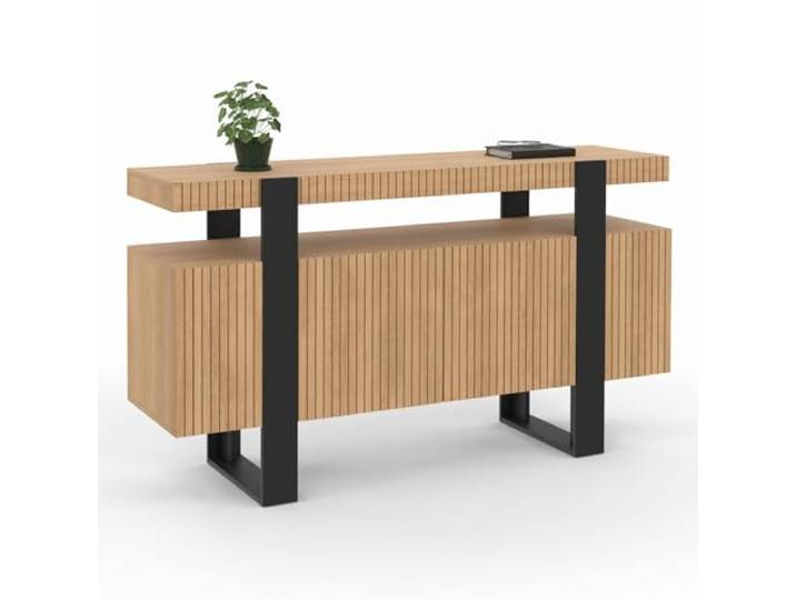 IDMarket - Buffet 140 cm Octave 4 Portes Effet Lattes