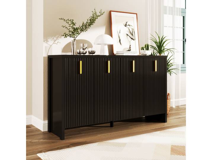 Buffet noir minimaliste La combinaison parfaite d'un rangement flexible et un design élégantLe buffet avec cloisons réglables