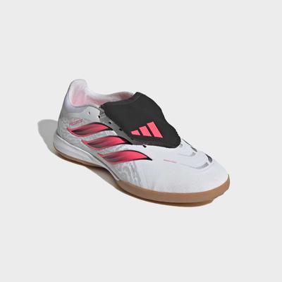 Fußballschuh ADIDAS PERFORMANCE "PREDATOR LEAGUE, HALLE, UMSCHLAGBARE ZUNGE", Herren, Gr. 44, pink (cloud weiß, solar turbo, core schwarz), Synthetik, Textil, Schuhe Fußballschuh, für Hallenboden