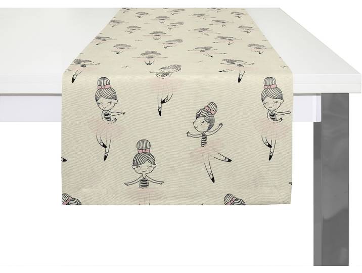 Tischläufer ADAM Ballerina Gr. 1, rosa, B:150cm L:50cm, Bio-Baumwolle, Tischdecken, Tischläufer, GOTS organic,zertifiziert durch CERES 0242für Kinder