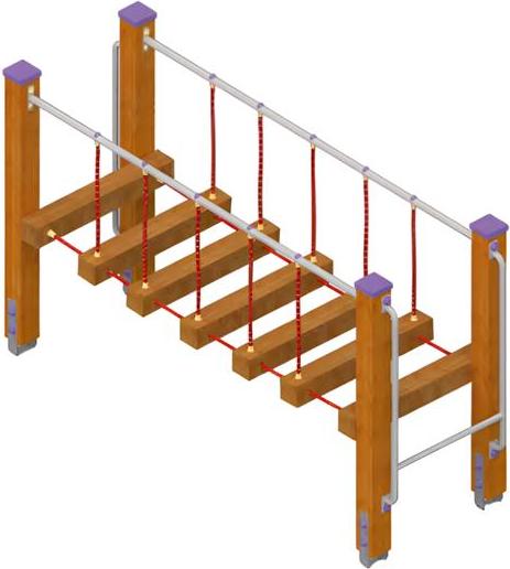 Spielplatz Spielbereich Balancierbrücke Schwebebalken Aktivplatz Wippbrücke