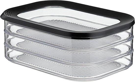 Mepal Vleeswarendoos Opbergbox voor Koelkast Stapelbaar Zwart 3x 550ml