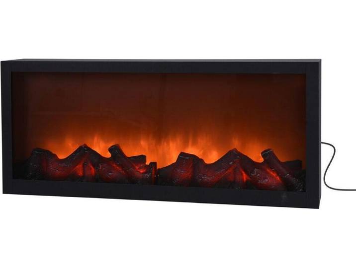 Vilde Cheminée électrique Feu de cheminée avec effet de flamme LED électrique boîtier métallique noir 57x25 cm
