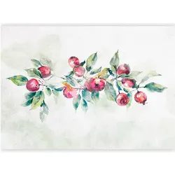 Artgeist, Tapete, Fototapete - Apple branch - landscape with a plant and red apples on a white background (450 x 315 cm)