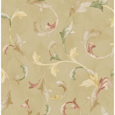 Seabrook Designs Somerset Leaf Scroll Unpasted Wallpaper
