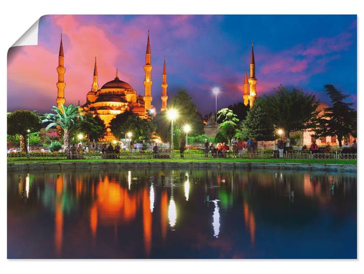 Poster ARTLAND Blaue Moschee in Istanbul - Türkei , blau (farbe bild(er): blau), B:70cm H:50cm, Bilder, Poster, ohne Rahmen