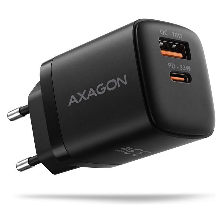 Axagon ACU- PQ33 PD & QC Wandladegerät 33W Schwarz (33 W, 1 Port) (ACU-PQ33)