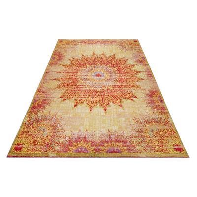 Teppich WECON HOME "Rooftop", gelb (rot), B:110cm H:6mm L:170cm, Baumwolle, Teppiche, Teppich, Vintage, Baumwolle, Kurzflor, Wohnzimmer, Schlafzimmer, Orient